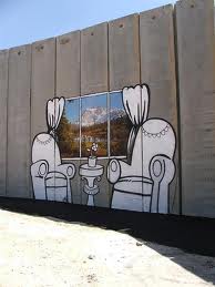 An idyllic view created on West Bank wall by Banksy. 